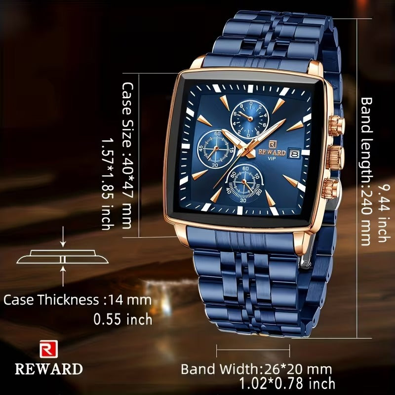REWARD VIP Luxury Watch for Men | Premium Blue & Rose Gold Chronograph | Executive Style