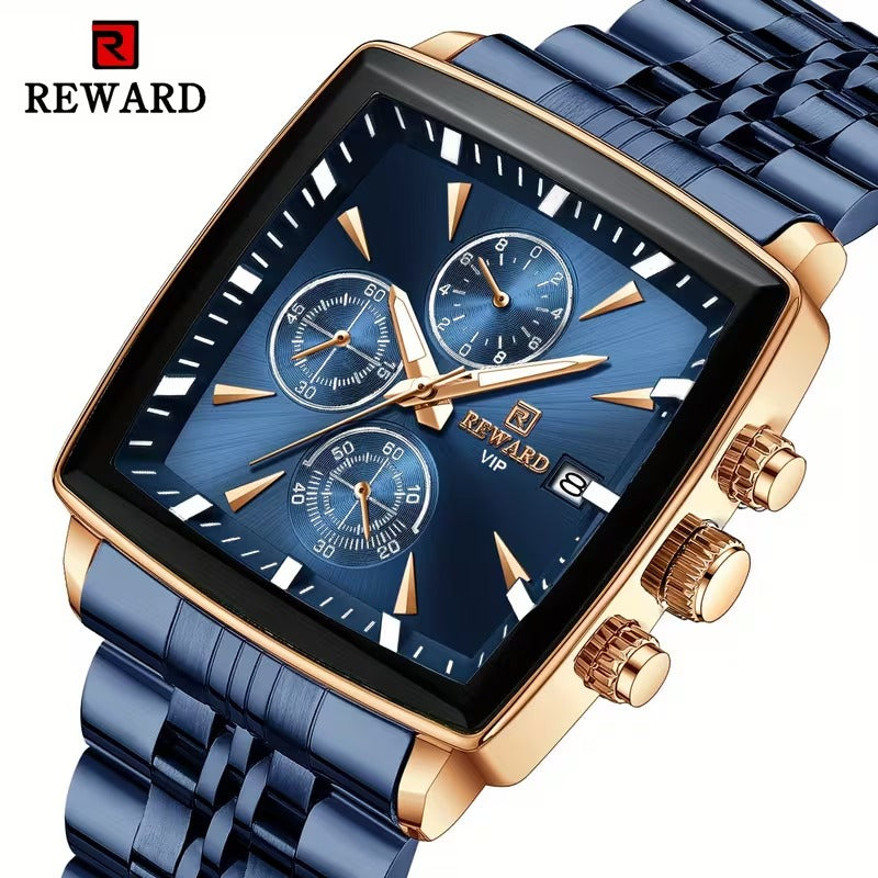 REWARD VIP Luxury Watch for Men | Premium Blue & Rose Gold Chronograph | Executive Style