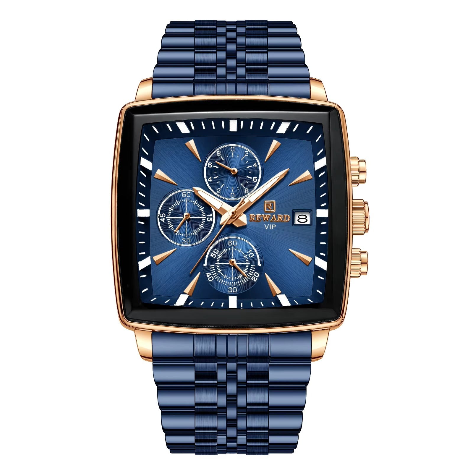 REWARD VIP Luxury Watch for Men | Premium Blue & Rose Gold Chronograph | Executive Style